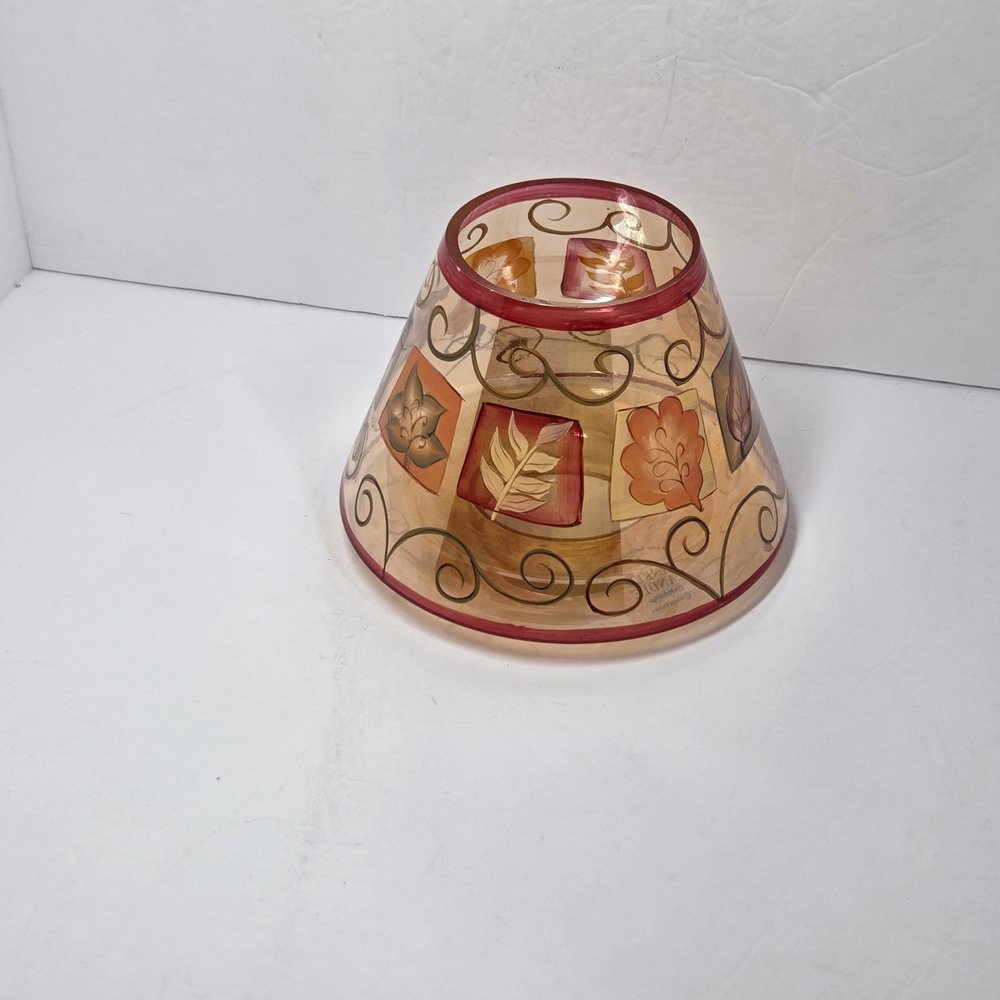 Yankee Candle Noelle Dahlen Fall Leaves Glass Jar Topper Shade Amber Orange Red